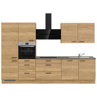 KÜCHENLEERBLOCK 330 cm   in Eichefarben, Schieferfarben  - Schieferfarben/Eichefarben, MODERN, Holzwerkstoff/Metall (330cm) - Nobilia