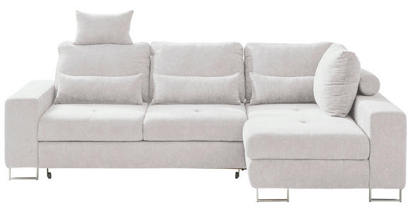 ECKSOFA in Flachgewebe Creme  - Creme, Design, Textil/Metall (260/188cm) - Hom`in