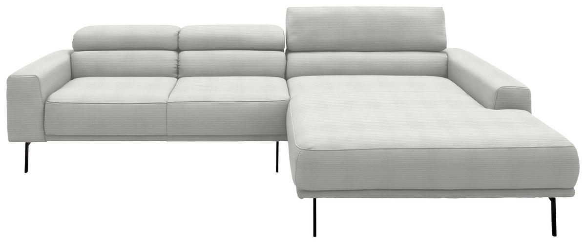ECKSOFA Cord Weiss  - Weiss/Schwarz, Design, Textil/Metall (293/215-217cm) - Schöner Wohnen