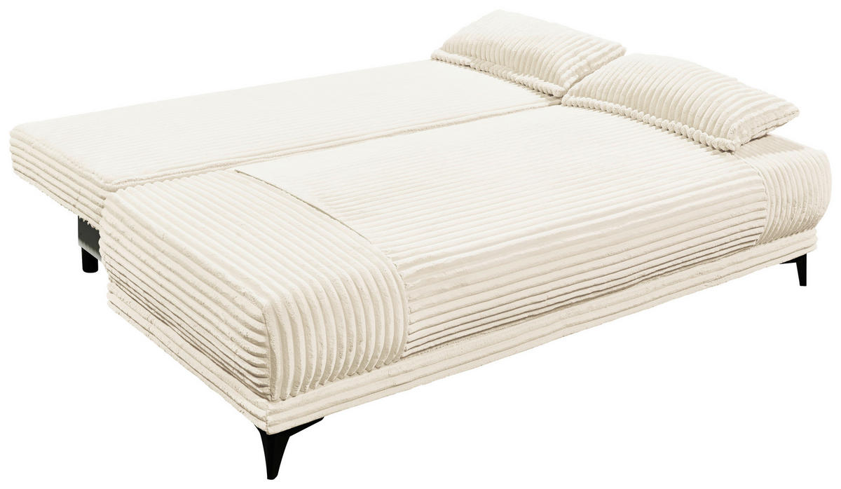 SCHLAFSOFA Cord Weiß  - Schwarz/Weiß, KONVENTIONELL, Kunststoff/Textil (211/96/105cm) - Carryhome