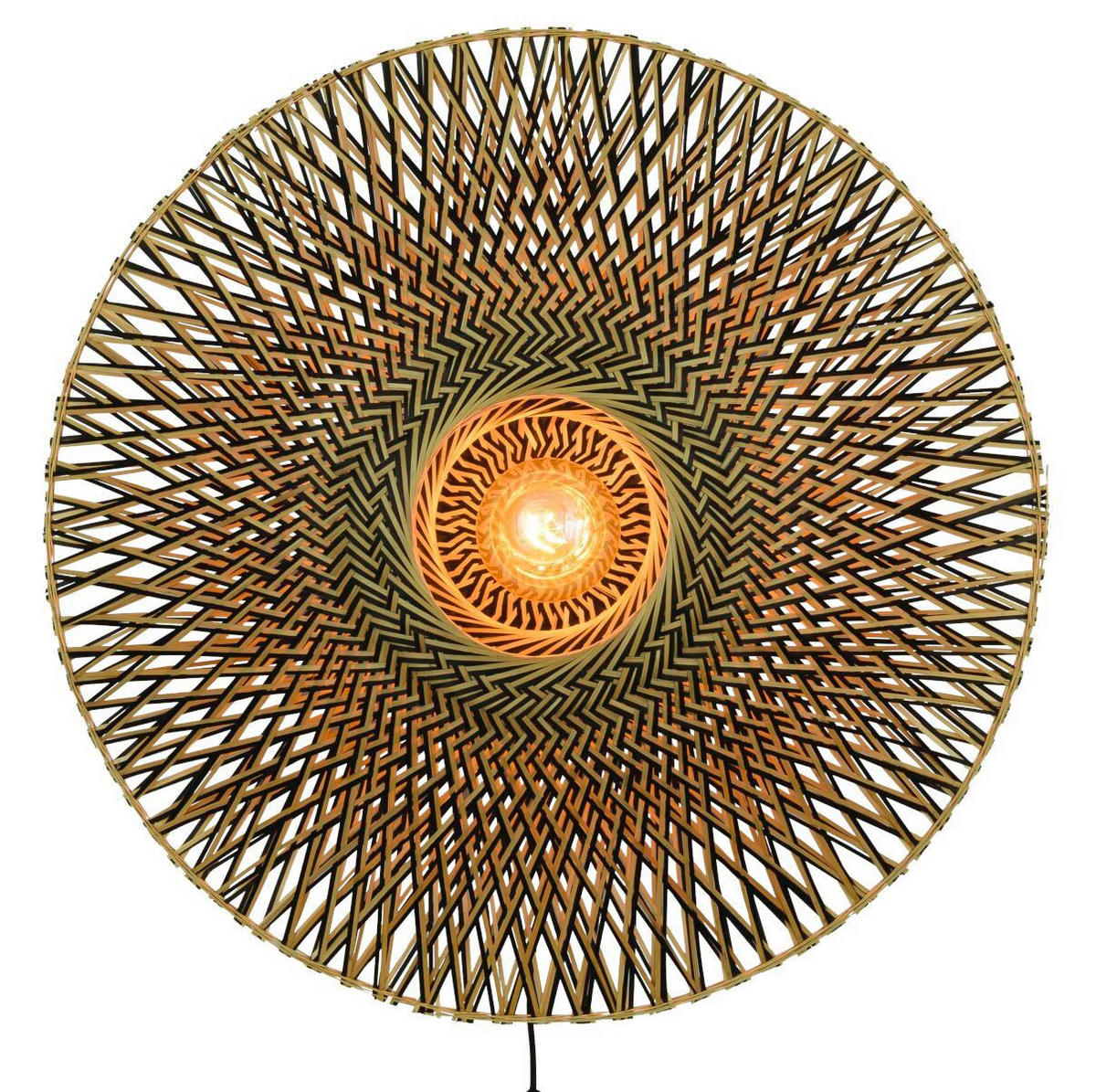 NÁSTĚNNÉ SVÍTIDLO, 87/20 cm  - černá/světle hnědá, Natur, kov/přírodní materiály (87/20cm) - Good & Mojo