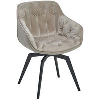 ARMLEHNSTUHL  Sitzfläche 360° drehbar, inklusive Armlehnen Samt  - Hellbraun/Schwarz, Modern, Textil/Metall (60/84/64cm) - Livetastic