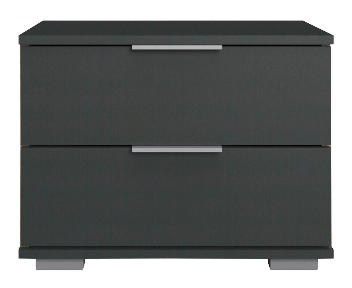 NOČNA OMARICA, barve grafita  - barve kroma/barve aluminija, Design, kovina/umetna masa (52/40/38cm) - Carryhome