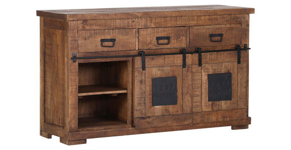 SIDEBOARD  in 145/85/45 cm  - Schwarz/Naturfarben, ROMANTIK / LANDHAUS, Holz/Metall (145/85/45cm) - Landscape