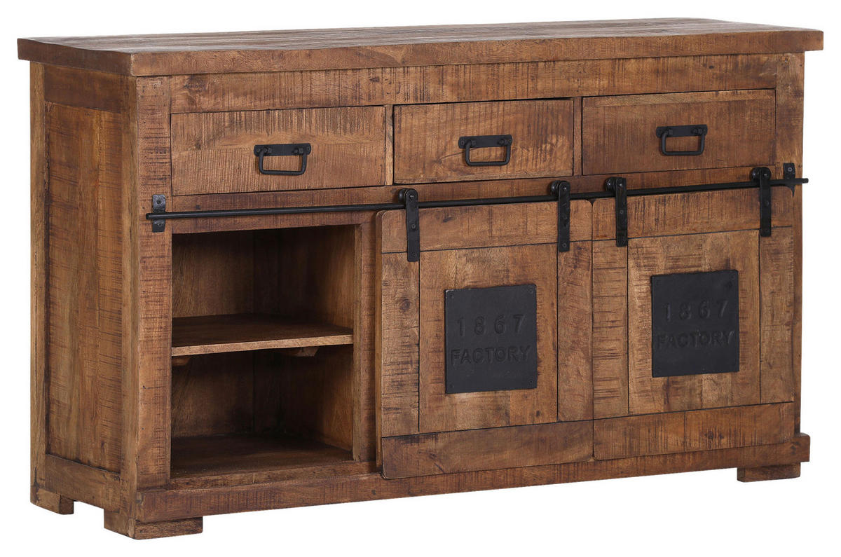 SIDEBOARD  in 145/85/45 cm  - Schwarz/Naturfarben, ROMANTIK / LANDHAUS, Holz/Metall (145/85/45cm) - Landscape