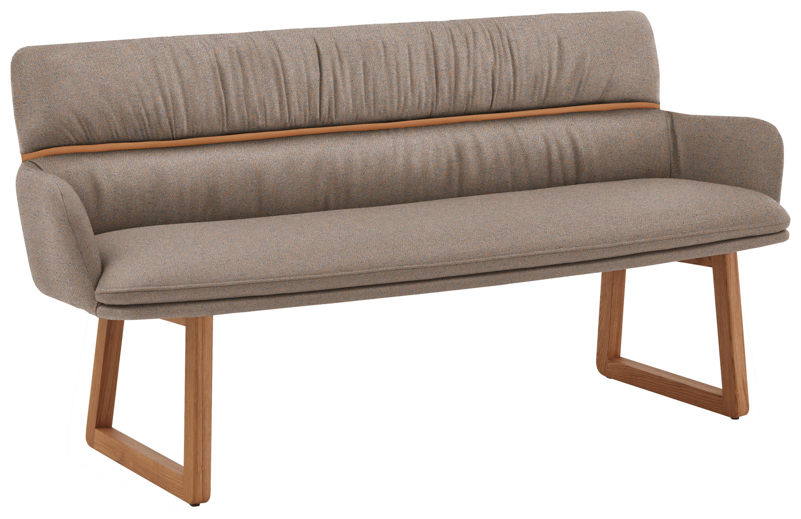 SITZBANK 220/86/68 cm Mikrofaser Kupferfarben Wildeiche massiv  - Wildeiche/Kupferfarben, Design, Holz/Textil (220/86/68cm) - Valdera