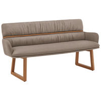SITZBANK 180/86/68 cm Mikrofaser Greige, Currygelb Wildeiche massiv  - Wildeiche/Currygelb, Design, Holz/Textil (180/86/68cm) - Valdera