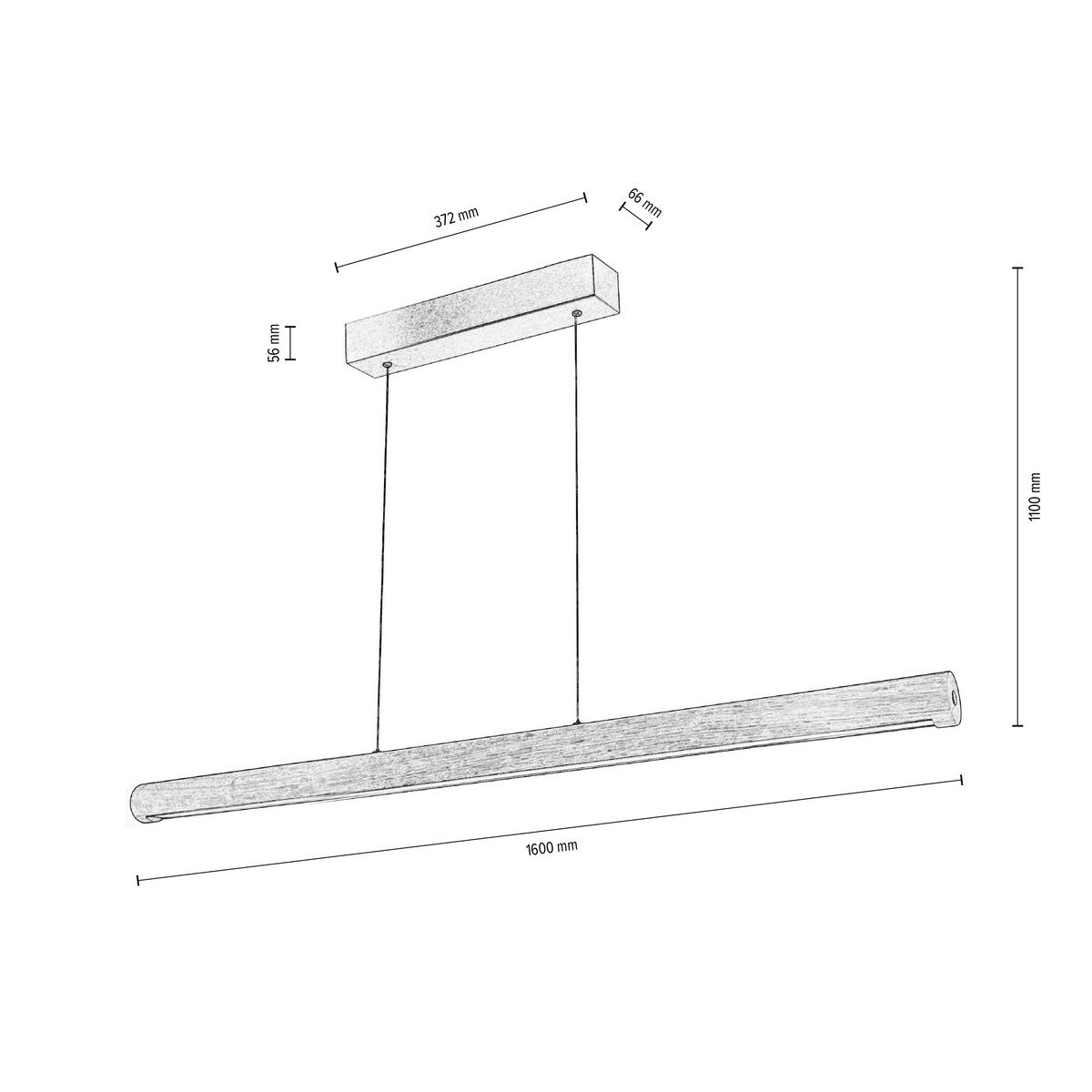 LED-HÄNGELEUCHTE Olsen 160/6,5/110 cm   - Eichefarben, Natur, Holz/Metall (160/6,5/110cm)