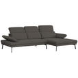 ECKSOFA Anthrazit Webstoff  - Anthrazit/Schwarz, Design, Textil/Metall (296/188cm) - Xora