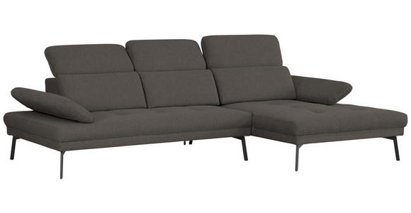 ECKSOFA Anthrazit Webstoff  - Anthrazit/Schwarz, Design, Textil/Metall (296/188cm) - Xora