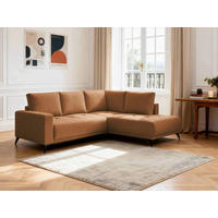 ECKSOFA RAFAEL Rostfarben Struktur Rückenkissen, Bettkasten  - Rostfarben/Schwarz, Design, Textil/Metall (269/218cm) - P & B