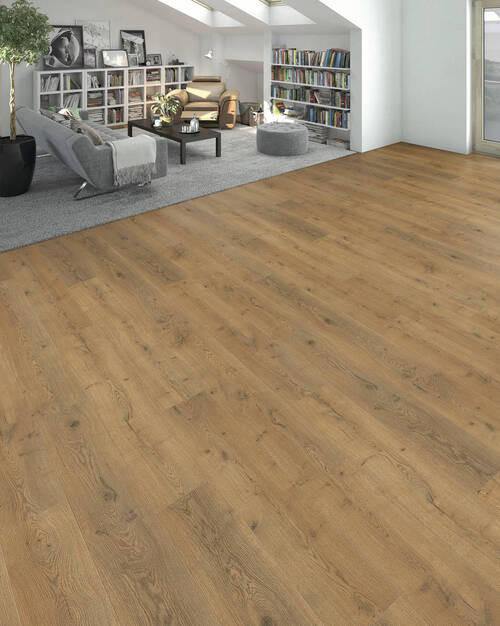 LAMINATBODEN Living by HARO Laminat Sonderedition NKL 31  per  m² - Eichefarben, Basics, Holzwerkstoff (19.3/128.2cm) - Living by HARO