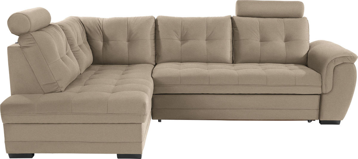 ECKSOFA in Webstoff Hellbraun  - Hellbraun/Dunkelbraun, Konventionell, Kunststoff/Textil (183/251cm) - Livetastic