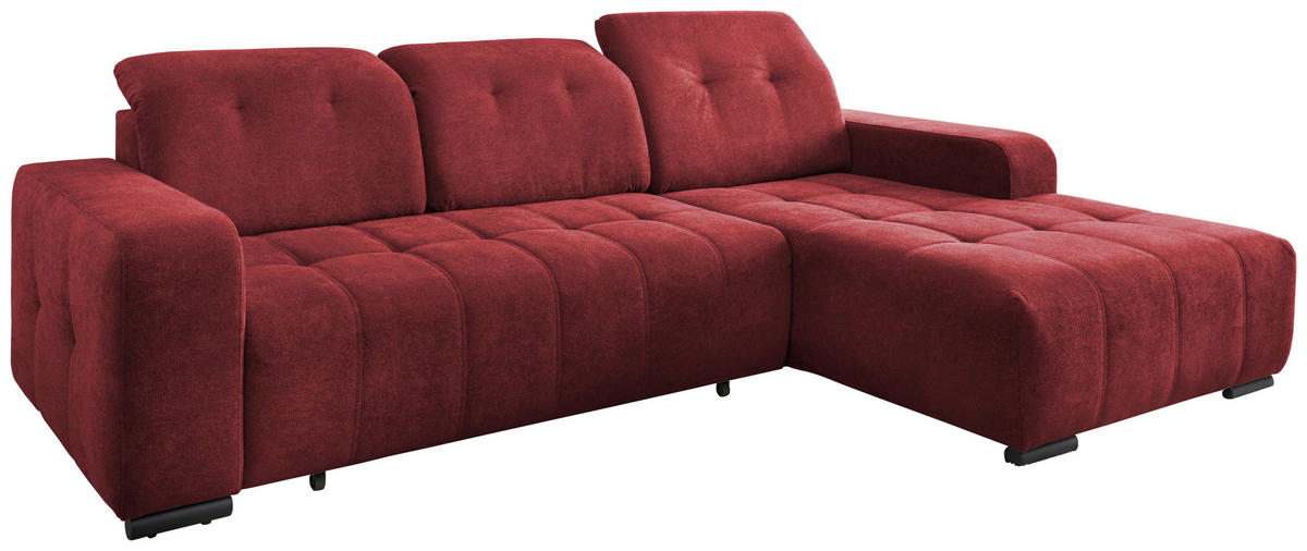 ECKSOFA Vicari Rot Chenille  - Rot/Schwarz, MODERN, Textil/Metall (185/292cm) - Livetastic