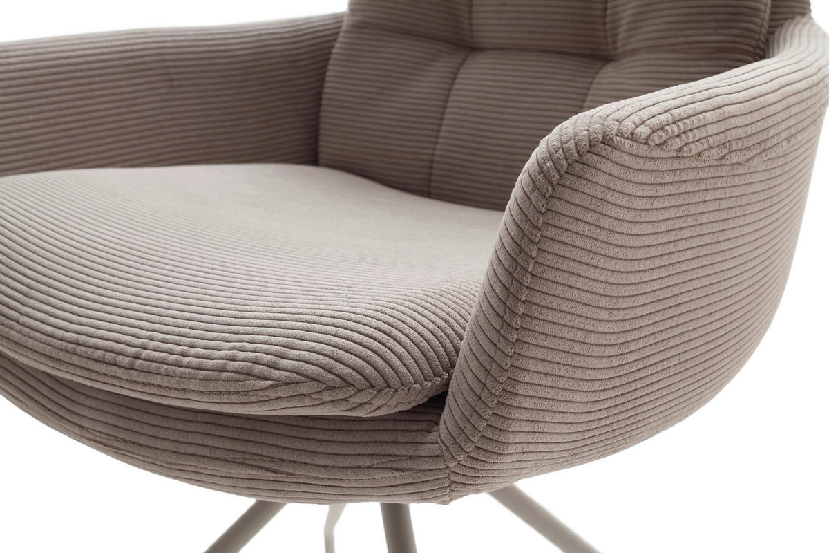 ARMLEHNSTUHL  in Cord  - Sandfarben/Seidengrau, Design, Textil/Metall (63/90/69cm) - Johann Jakob