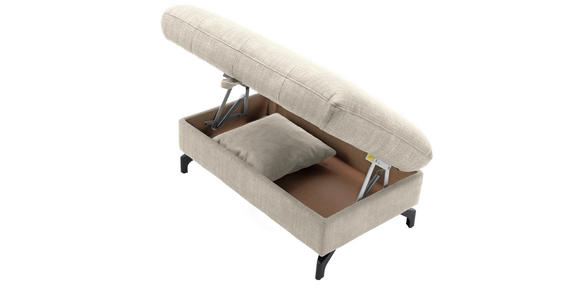 ECKSOFA in Flachgewebe, Leinenoptik Beige 208/247 cm - Beige/Schwarz, Design, Textil/Metall (208/247cm) - Xora
