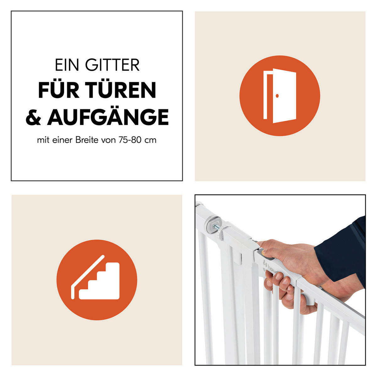 TÜRSCHUTZGITTER  - Weiß, Basics, Kunststoff/Metall (75- 80/77/4cm) - Hauck