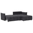 ECKSOFA Anthrazit Plüsch Zierkissen, Rückenkissen, Bettkasten, Schlaffunktion, Rücken echt, Liegefläche im Originalstoff  - Anthrazit/Schwarz, KONVENTIONELL, Kunststoff/Textil (253/192cm) - Carryhome