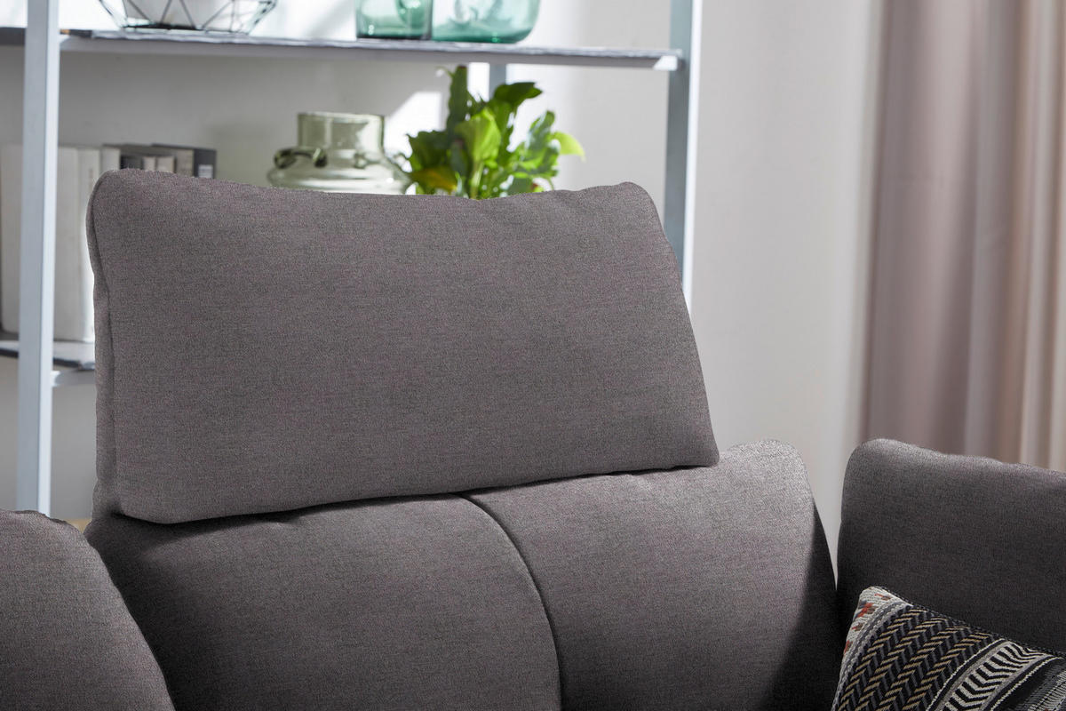 ECKSOFA in Flachgewebe Anthrazit  - Anthrazit/Schwarz, Design, Textil/Metall (159/344cm) - Chilliano