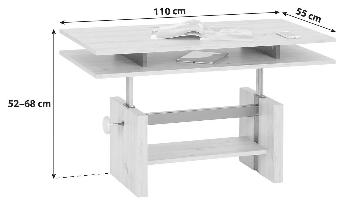 COUCHTISCH 55/110/52-68 cm rechteckig Schwarz, Eichefarben  - Eichefarben/Schwarz, Design, Holzwerkstoff (55/110/52-68cm) - MID.YOU