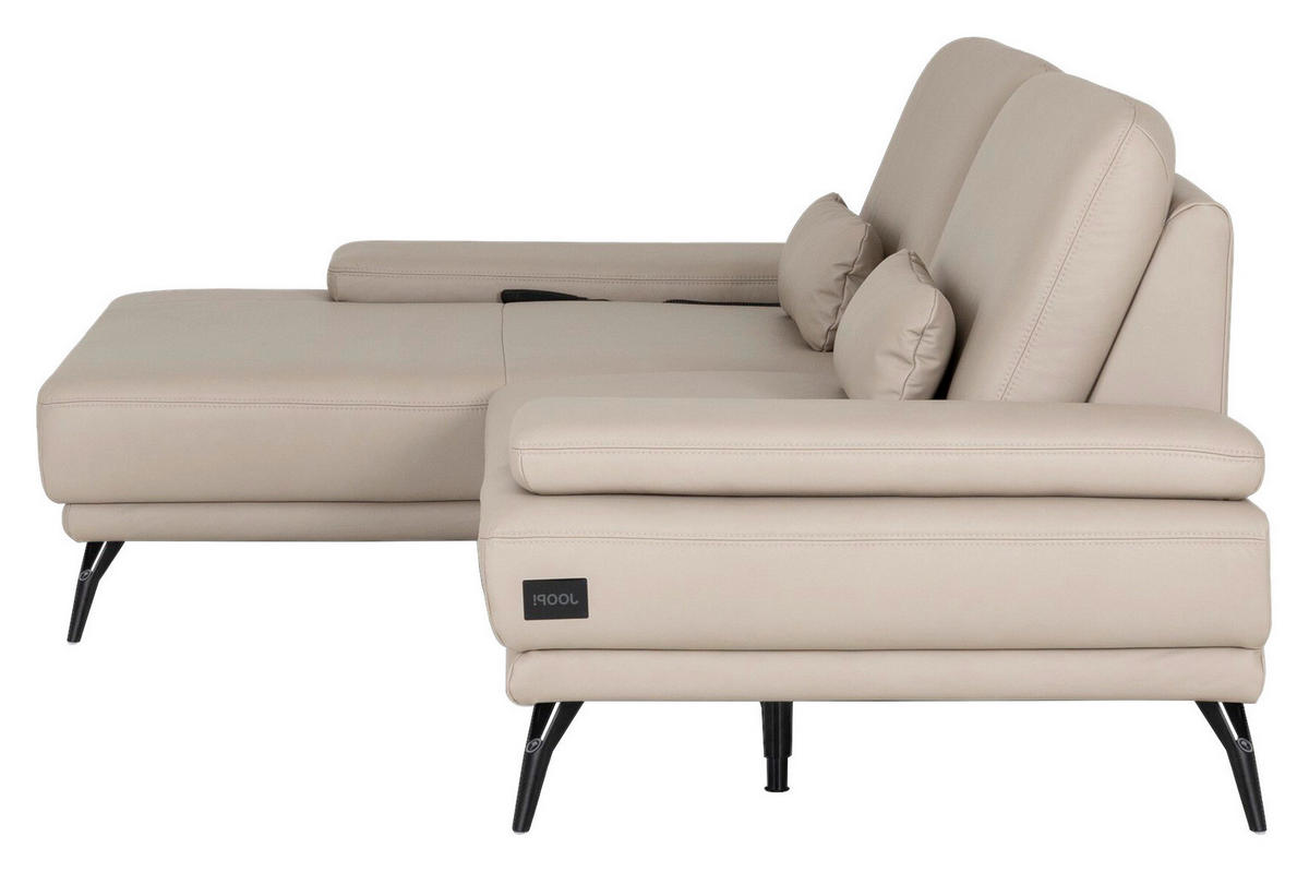 ECKSOFA JOOP! STUDIO Beige Echtleder  - Beige/Schwarz, KONVENTIONELL, Leder/Metall (180/301cm) - Joop!