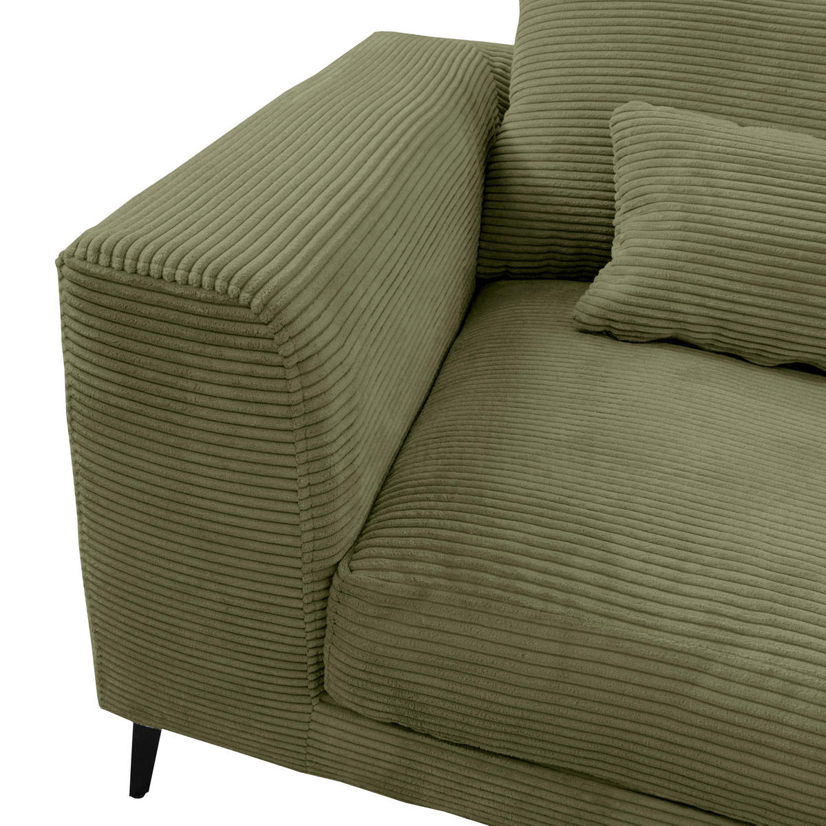ECKSOFA in Cord Olivgrün  - Schwarz/Olivgrün, Design, Textil/Metall (313/172cm) - Livetastic