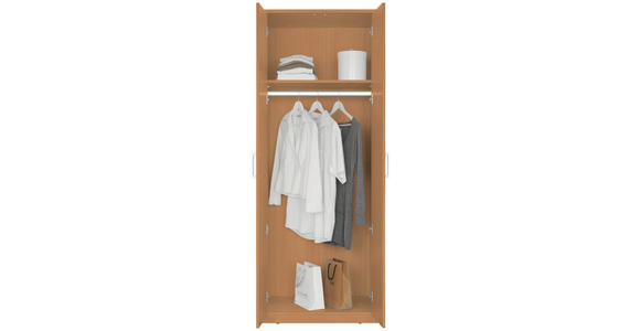 KLEIDERSCHRANK 72/194/54 cm 2-türig Buchefarben - Silberfarben/Buchefarben, Basics, Holzwerkstoff/Kunststoff (72/194/54cm) - Xora