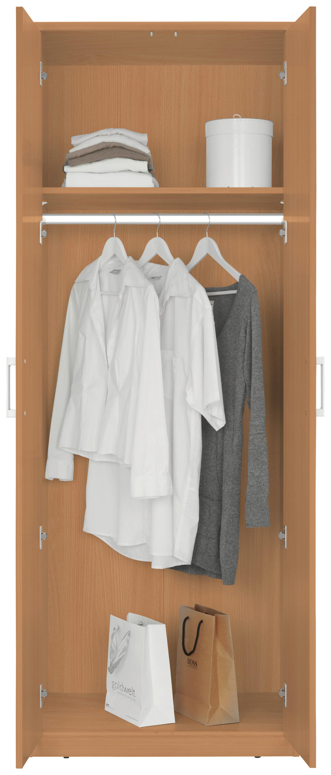 KLEIDERSCHRANK 2-türig Buchefarben - Silberfarben/Buchefarben, Basics, Holzwerkstoff/Kunststoff (72/194/54cm) - Xora