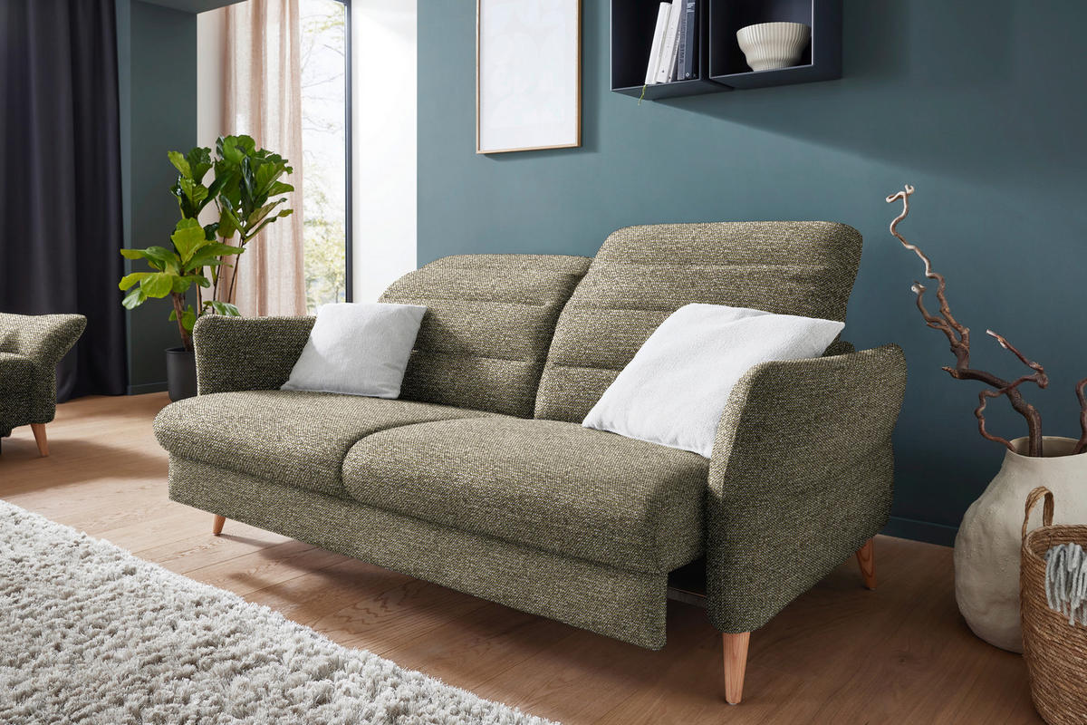 2-SITZER-SOFA in Webstoff Grün  - Eiche Bianco/Grün, Design, Holz/Textil (192-220/85-106/98-112cm) - Dieter Knoll