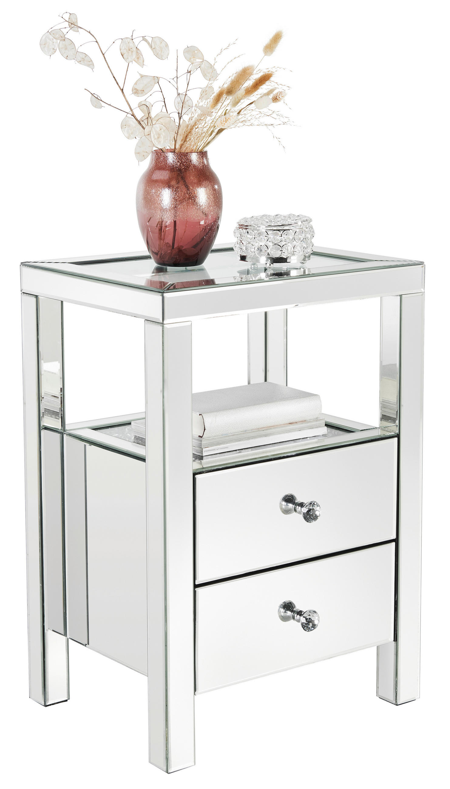 NACHTSCHRANK 45,8/66/35,5 cm  - Klar/Silberfarben, LIFESTYLE, Glas (45,8/66/35,5cm) - Xora