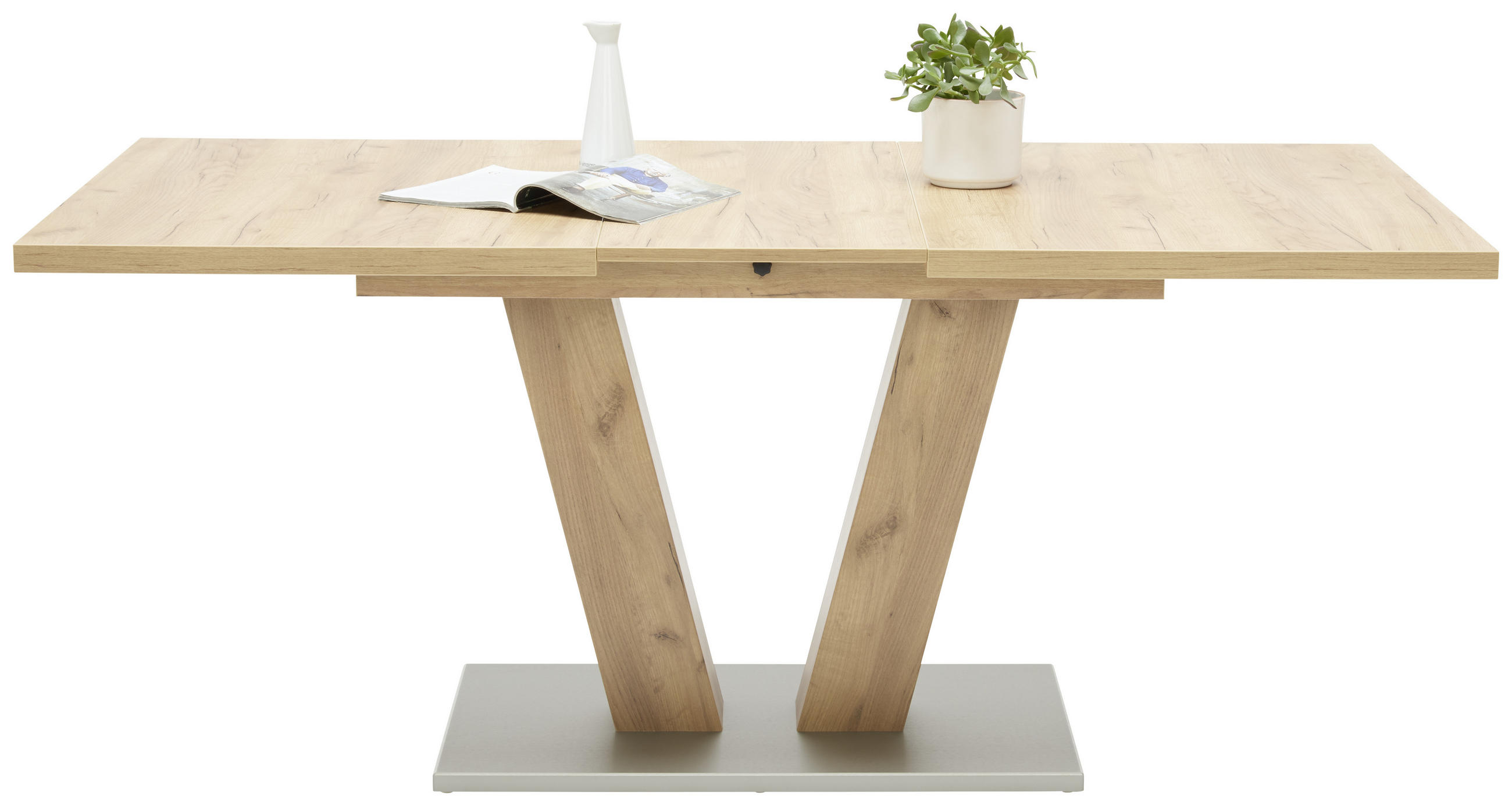 ESSTISCH in Holzwerkstoff 160-200/90/76 cm  - Edelstahlfarben/Eichefarben, KONVENTIONELL, Holzwerkstoff (160-200/90/76cm) - Valdera