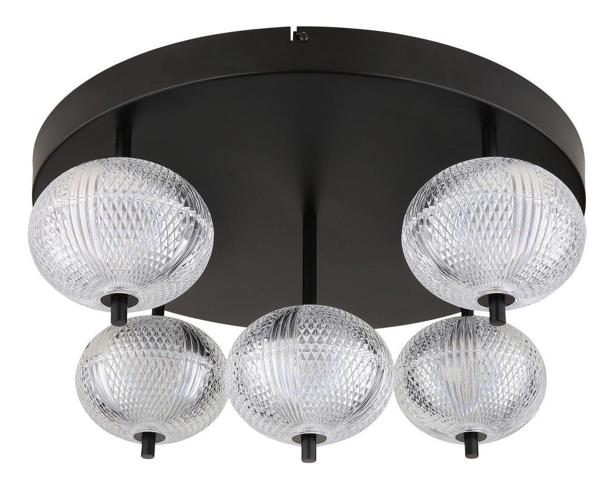 LED-TAKLAMPA 6 W 58/27 cm  - klar/svart, Klassisk, metall/plast (58/27cm) - Globo
