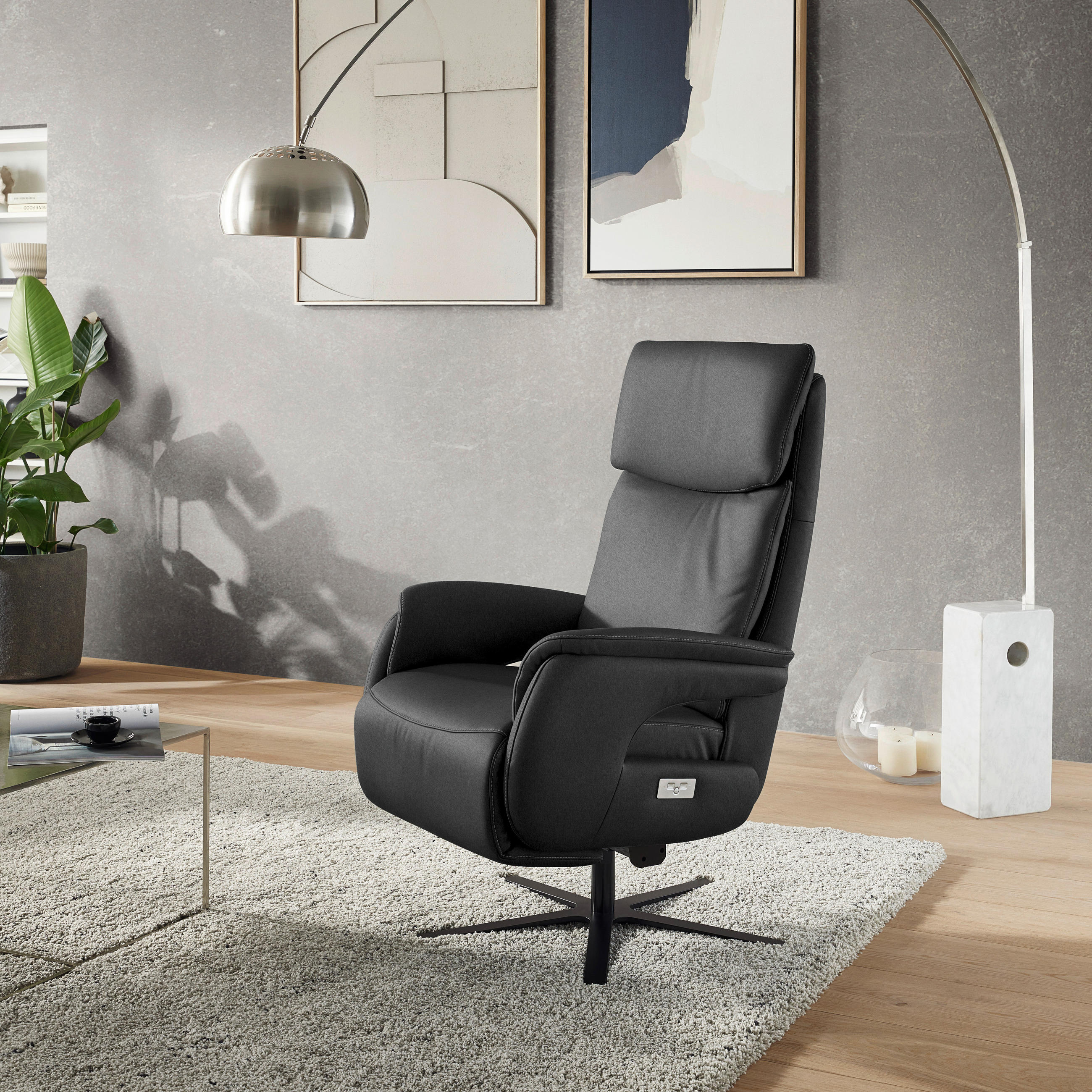 RELAXSESSEL in Textil Dunkelgrau - Dunkelgrau/Schwarz, Design, Textil/Metall (70/117/85cm) - Dieter Knoll