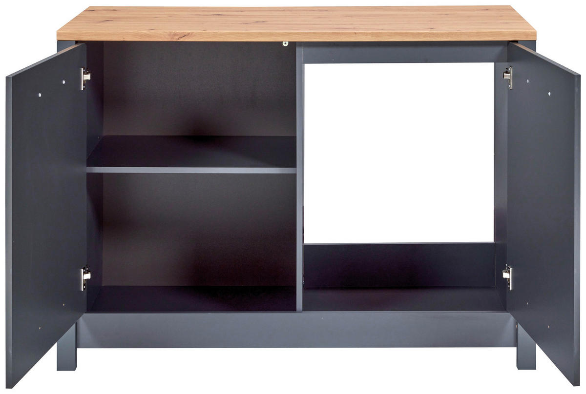 BÄNKSKÅP FÖR DISKHO 130,3/92/60 cm  i antracit, ek Artisan  - svart/ek Artisan, Modern, metall/trämaterial (130,3/92/60cm) - home24