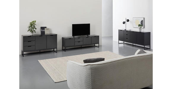SIDEBOARD in 136/79/40 cm - Anthrazit/Schwarz, Design, Holzwerkstoff/Metall (136/79/40cm) - Novel