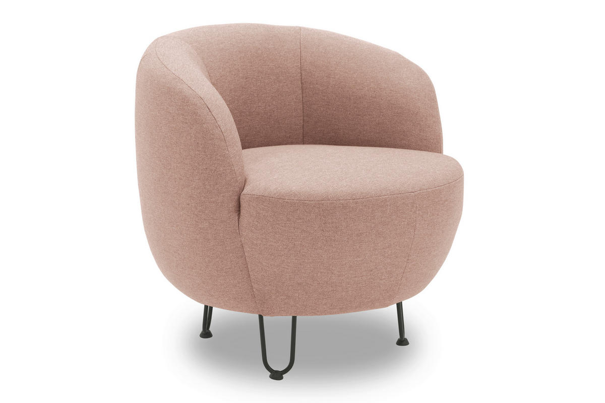 SESSEL Webstoff Rosa    - Schwarz/Rosa, Design, Textil/Metall (72/74/76cm) - MID.YOU