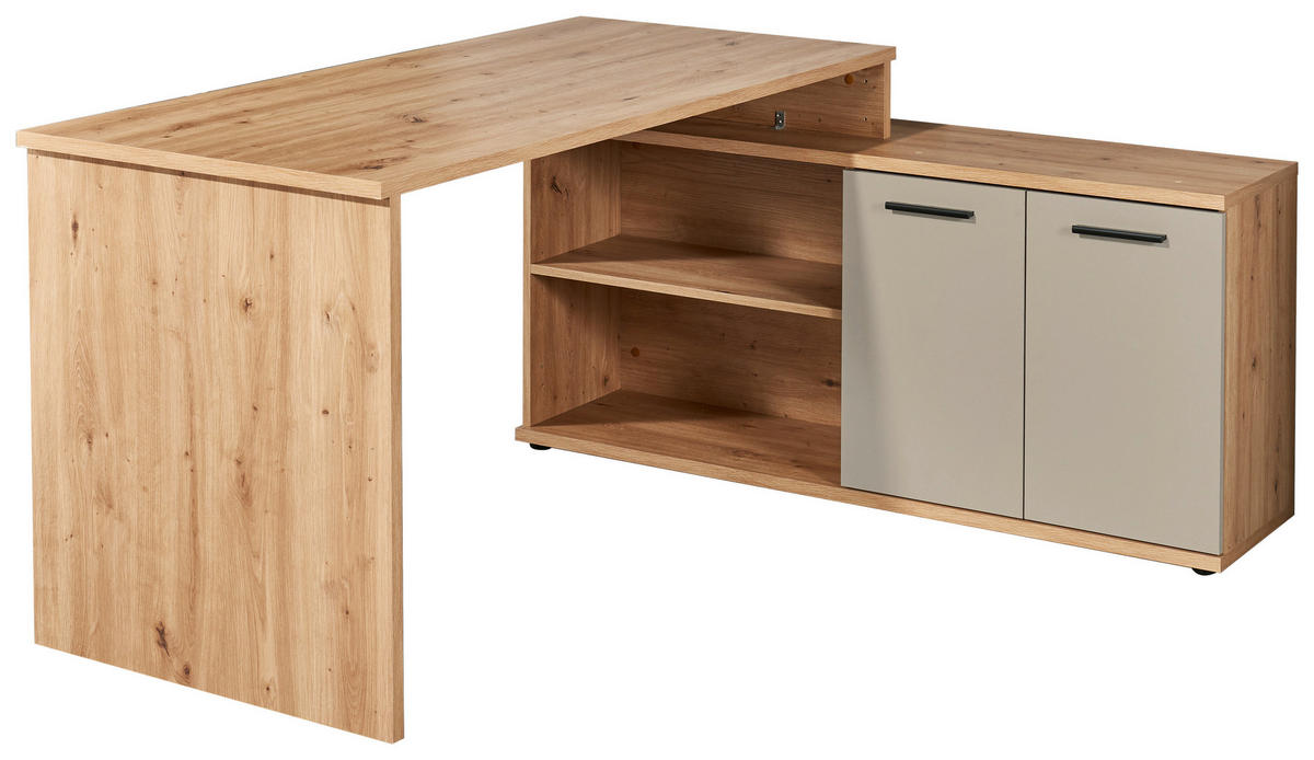 KOMBINIRANA PISALNA MIZA leseni material kašmir, hrast artisan  - kašmir/hrast artisan, Moderno, leseni material (161/74/130cm) - MID.YOU