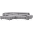 ECKSOFA in Webstoff Hellgrau  - Dunkelgrau/Silberfarben, Design, Textil/Metall (201/295cm) - Hom`in