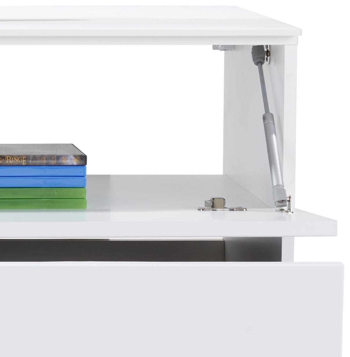 MEDIABÄNK vit  140/62/44 cm  - vit/svart, Modern, metall/trämaterial (140/62/44cm)