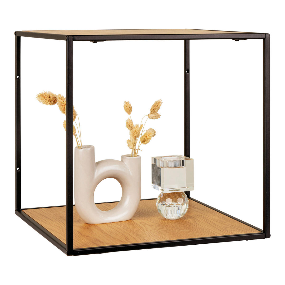 WANDREGAL 36/36/36 cm  - Schwarz/Braun, Design, Holz/Metall (36/36/36cm)