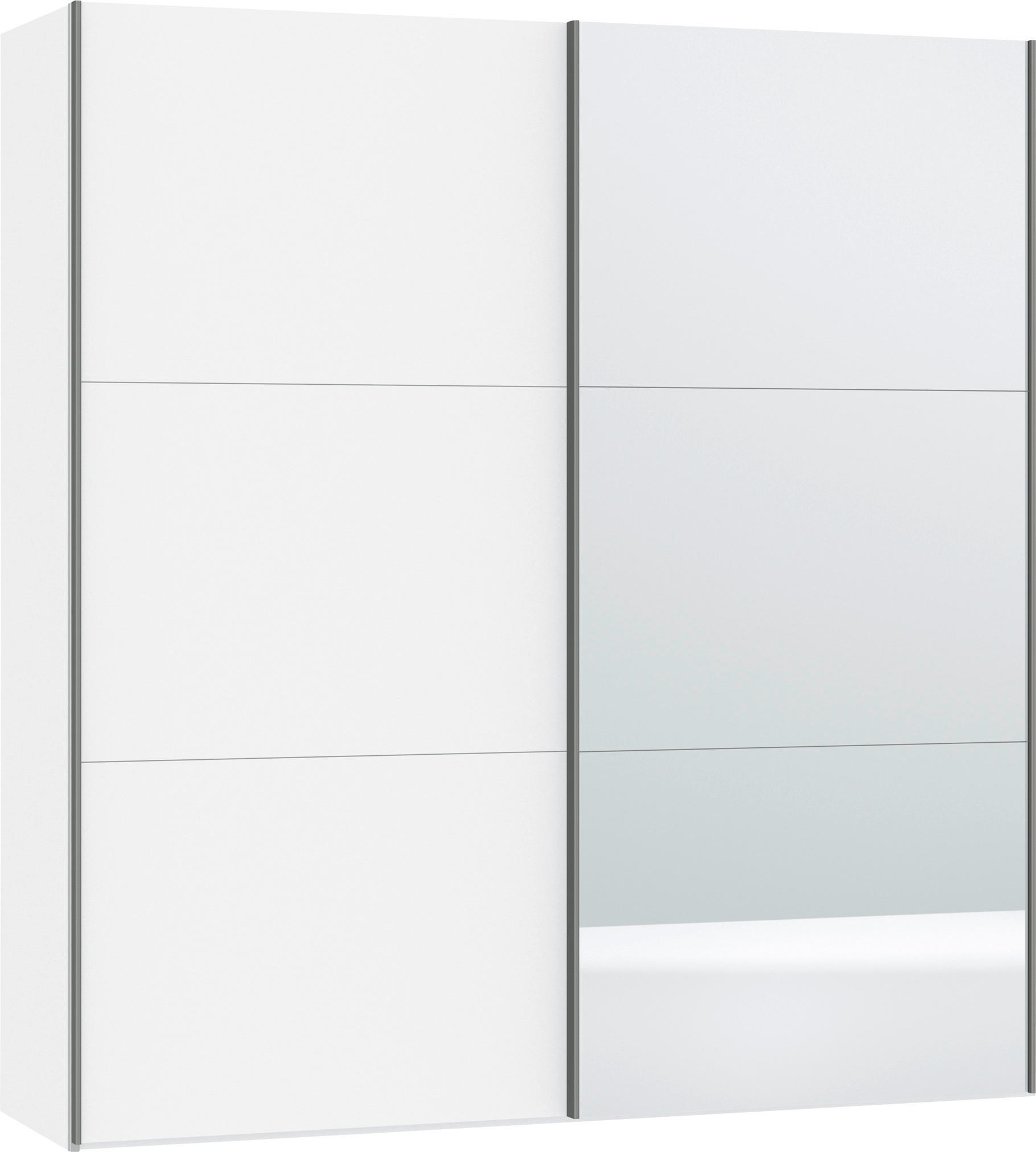 SCHWEBETÜRENSCHRANK in Weiß, Weiß Hochglanz - Weiß Hochglanz/Silberfarben, Design, Glas/Holzwerkstoff (202/220/65cm) - Jutzler