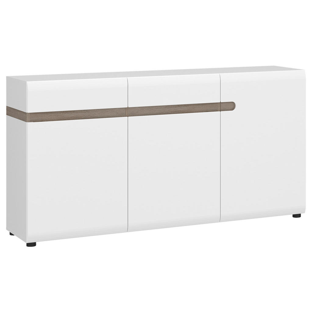 Kommode Linate B: 164 Cm Alpinweiss/trüffel Eiche Dekor