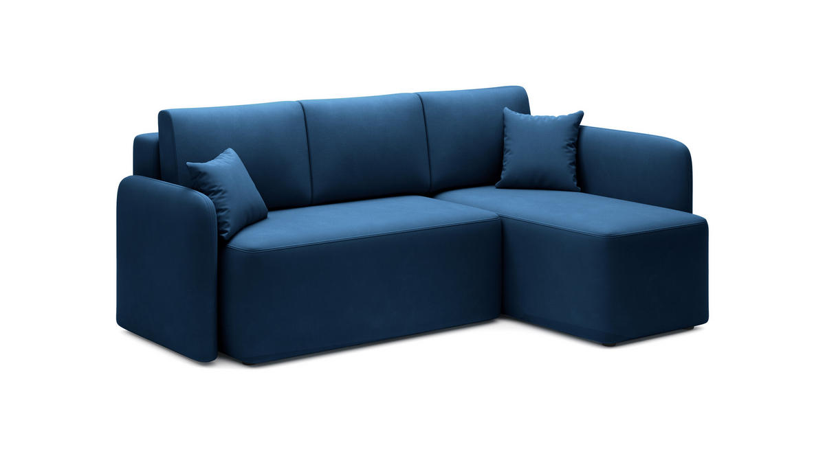 ECKSOFA in Plüsch Blau  206/150 cm  - Blau/Schwarz, Design, Kunststoff/Textil (206/150cm) - MID.YOU