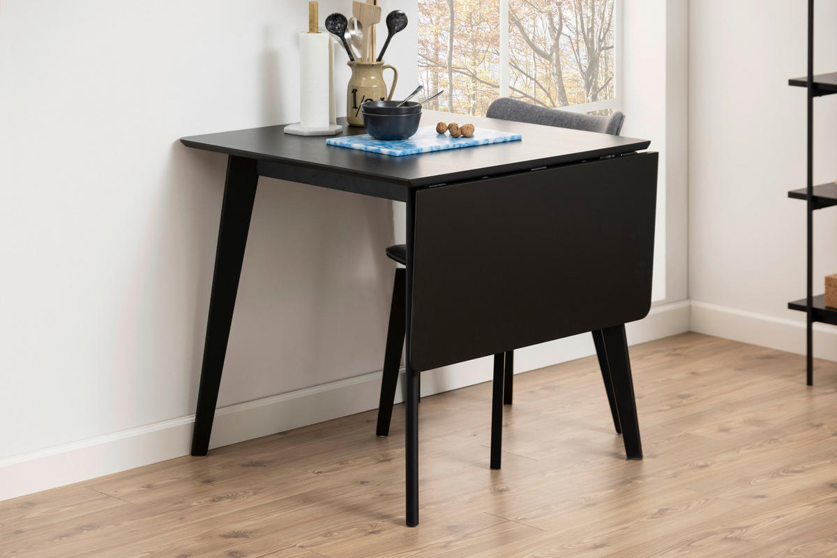 JEDILNA MIZA, furnirano les kavčukovca črna  - črna, Konvencionalno, leseni material/les (80-120/76/80cm) - MID.YOU