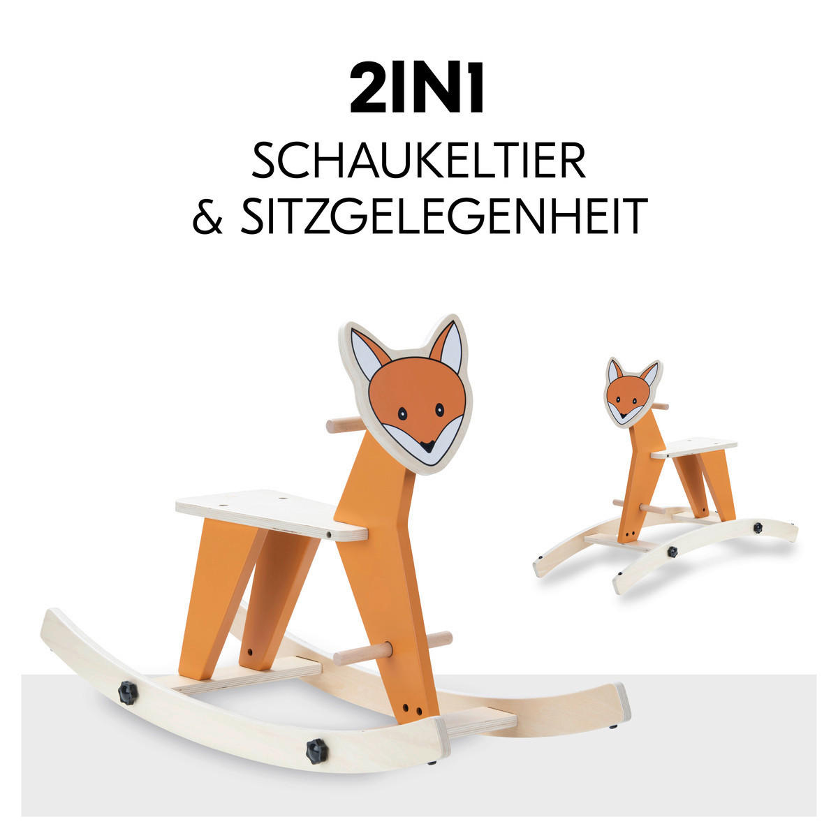 SCHAUKELTIER ROCK N SWING  - Naturfarben/Orange, Basics, Holz (32,5/55/82cm) - Hauck