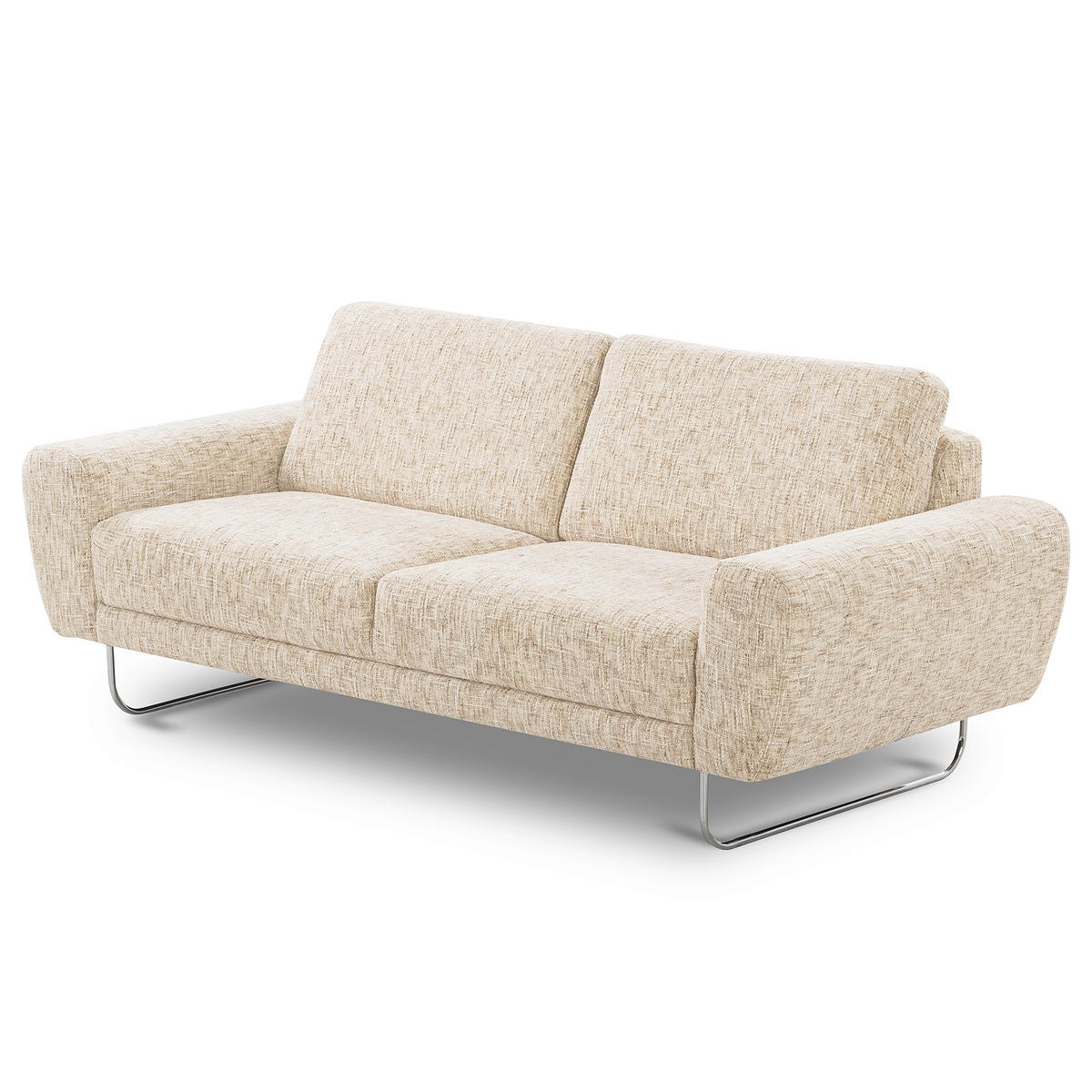 3-SITZER-SOFA SPRING in Webstoff Beige Modern  - Chromfarben/Beige, Design, Textil/Metall (187/85/92cm) - Livetastic