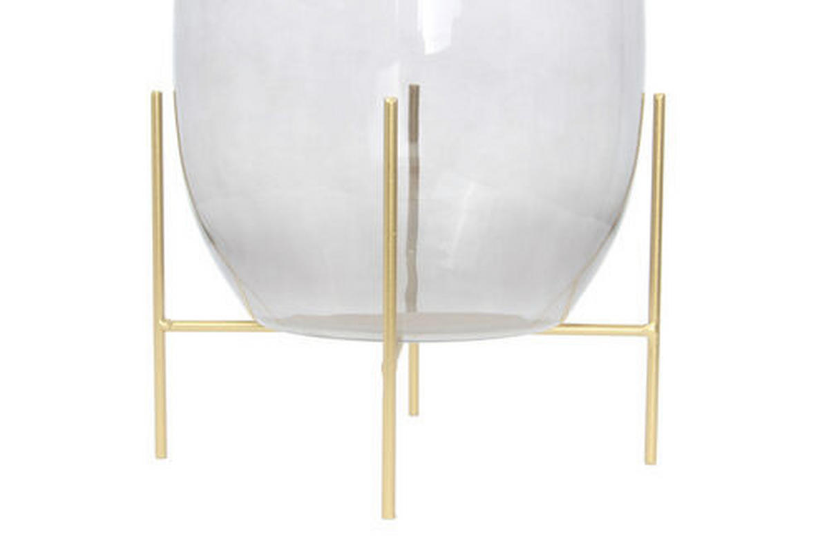 VASE  - Goldfarben/Grau, Design, Glas/Metall (25/48,5/25cm) - Kayoom