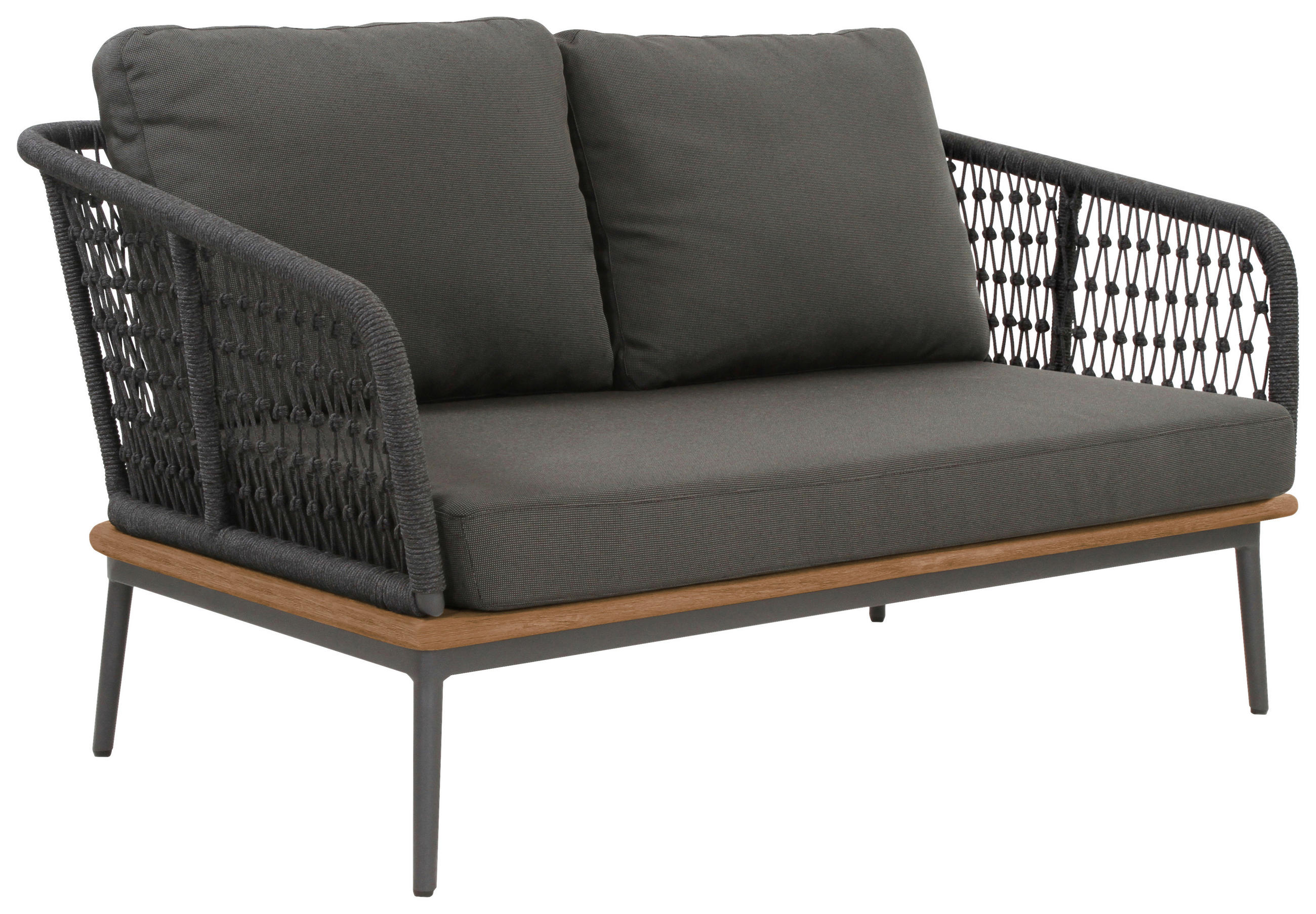 LOUNGESOFA 137/71/82 cm Teakholz massiv  - Anthrazit/Teakfarben, Basics, Holz/Textil (137/71/82cm)