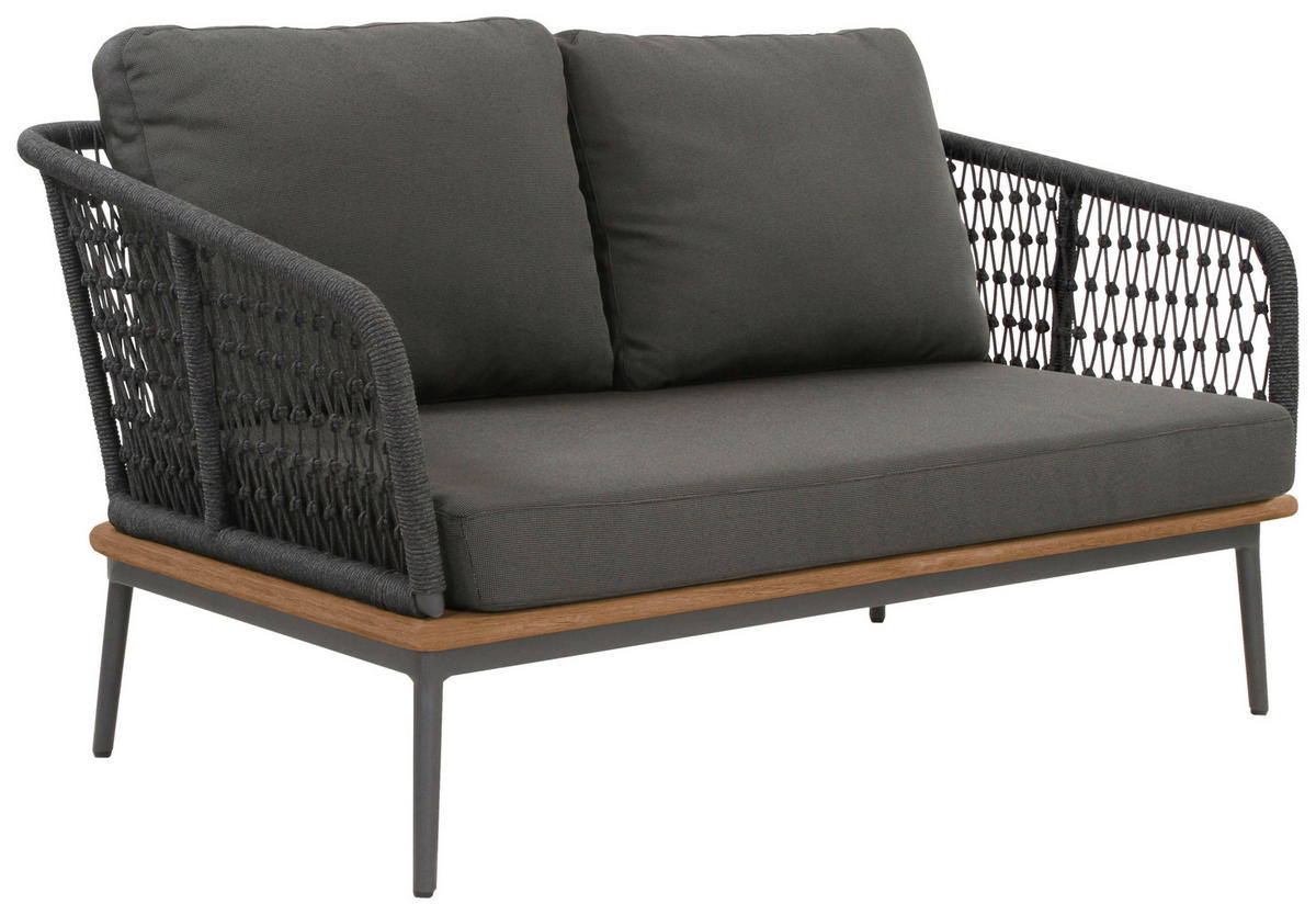 LOUNGESOFA 137/71/82 cm Teakholz massiv  - Anthrazit/Teakfarben, Basics, Holz/Textil (137/71/82cm)