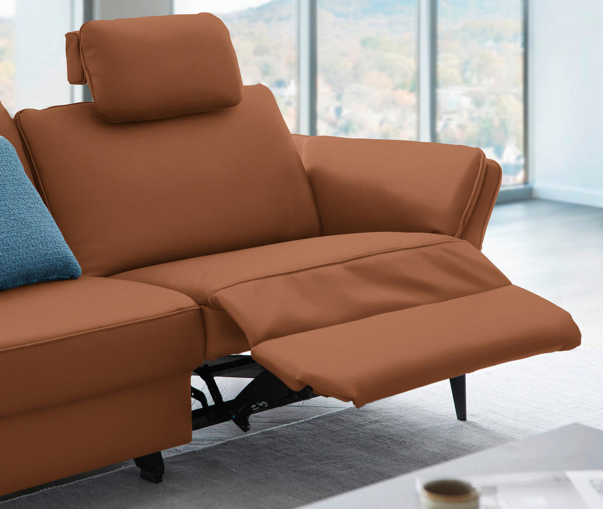 3-SITZER-SOFA in Echtleder Cognac  - Cognac/Schwarz, Design, Leder/Metall (190/84/99cm) - Dieter Knoll